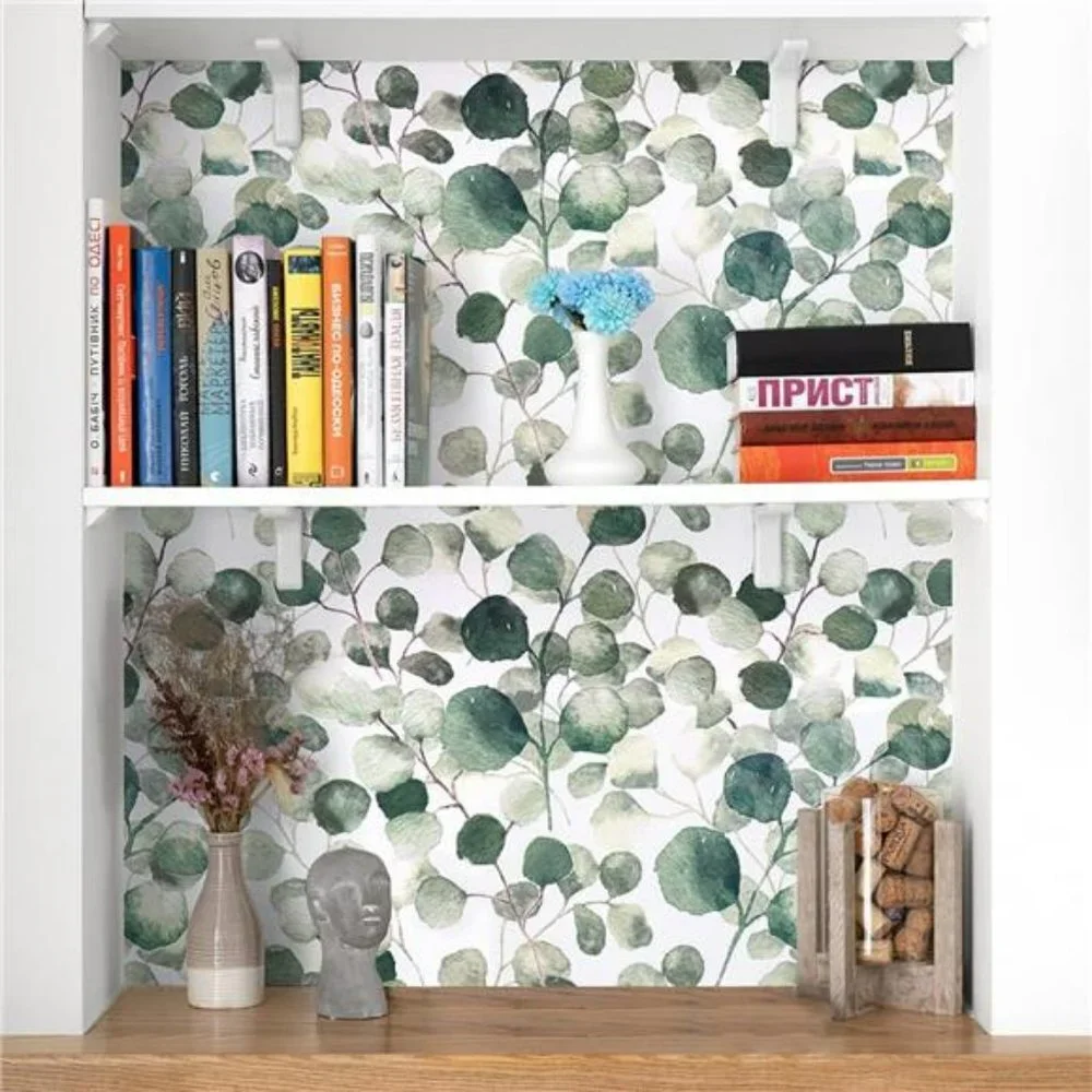 Peel and Stick Wallpaper Floral Contact Paper 17.7'' x 196.8inch Eucalyptus Leaf
